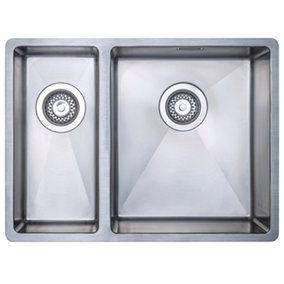 Austen & Co. Orla 1.5 Bowl Stainless Steel Kitchen Sink 590 x 440mm - Right Hand Main Bowl/Left Hand Small Bowl
