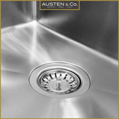 Austen & Co. Orla Stainless Steel Inset/Undermount 1.5 Bowl Kitchen Sink, Left Hand Main Bowl