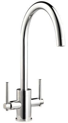 Austen & Co. Ronda Chrome Kitchen Mixer Tap. Twin Lever Handles, Water Saving Aerator, 5-Year Guarantee & 360 Degree Spout