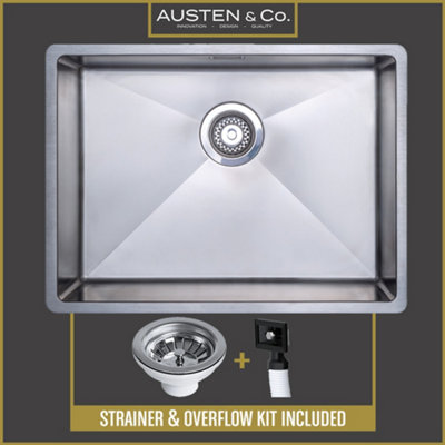 Austen & Co. Sicilia Stainless Steel Large Inset/Undermount Single Bowl ...