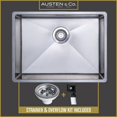 Austen & Co. Sicilia Stainless Steel Large Inset/Undermount Single Bowl Kitchen Sink. Lifetime Guarantee, Fast Delivery