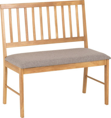 Austin 2 Seater Bench in Oak Effect and Grey Fabric