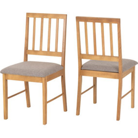 Austin Pair of Chairs in Oak Effect and Grey Fabric - Priced per Pair