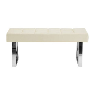 Austin Small Faux Leather Dining Bench In Cream