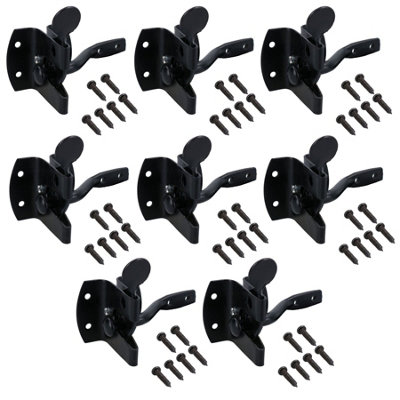 Auto Automatic Gate Latch Catch + Striker Thumb Release Black Powder Coated 8pk