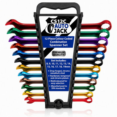 Autojack 12 Piece Spanner Set Multi Coloured Combination Wrench 8mm ...