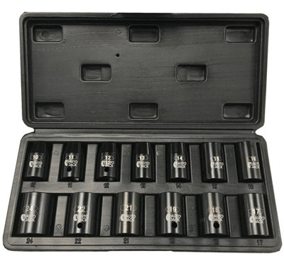 Autojack 13 Piece Impact Socket Set 1/2" Sq. Drive Metric DIY at B&Q