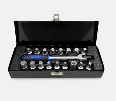 Autojack 18 Piece Oil Drain Sump Plug Key Socket Set 3/8