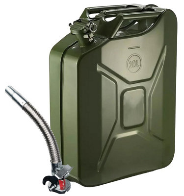 Autojack 20L Green Steel Jerry Can with Metal Flexi Pouring Spout