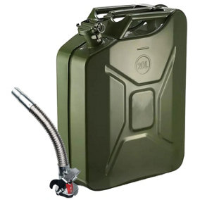 Autojack 20L Green Steel Jerry Can with Metal Flexi Pouring Spout