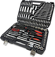 Autojack 216 Piece Metric Socket Set, 1/2" 3/4" 1/4" Drive Bits, Spanners, Torx Screwdriver Ratchet Wrench, Includes Carry Case