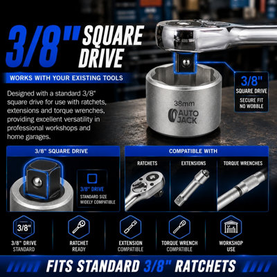 thumbnail image 2 of 32mm Low Profile Oil Filter Socket – 3/8″ Drive, Manual Use, Chrome Vanadium 2 of 6