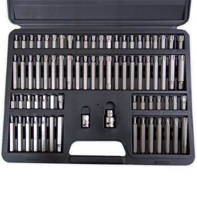 Autojack 74 Piece Torx Star Spline Socket Bit Set, 3/8 1/2 Drive 10mm Hex