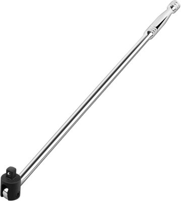 Autojack 750mm 1/2" Square Drive Breaker Bar with Flexi Knuckle Heavy-Duty Chrome Vanadium Steel Silver