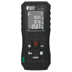 Autojack Handheld Digital Laser Distance Measurer 40 Meter Tape Range Finder
