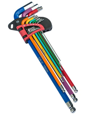 Autojack Long Ball End Allen Hex Key Set 9 Piece Multi Coloured