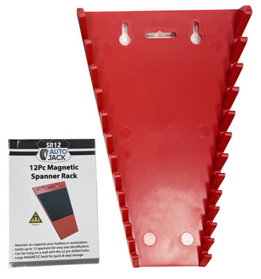 Autojack MAGNETIC Spanner Rack 12pc Storage Wrench Holder Plastic Organiser