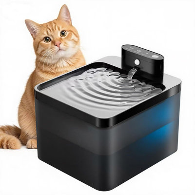 Automatic Activation, Silent and Wireless Cat Water Fountain, 2.2L with ...