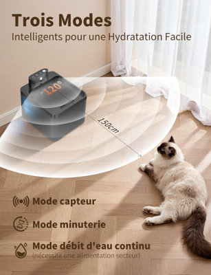 Automatic Activation, Silent and Wireless Cat Water Fountain, 2.2L with ...