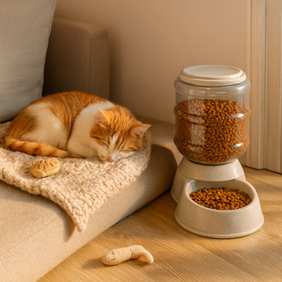 Automatic Dog Feeder Waterer Gravity Pet Food Dispensers Cat Water Dispenser Large Capacity Storage Container Food Water Bowl