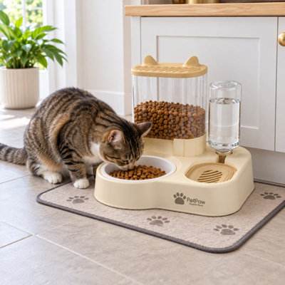 Automatic Cat Feeder & Water Dispenser - 2-in-1 Pet Food Dispenser ...
