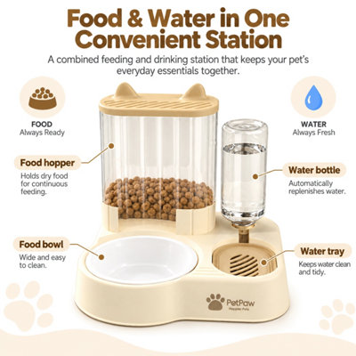 Automatic Cat Feeder & Water Dispenser - 2-in-1 Pet Food Dispenser ...