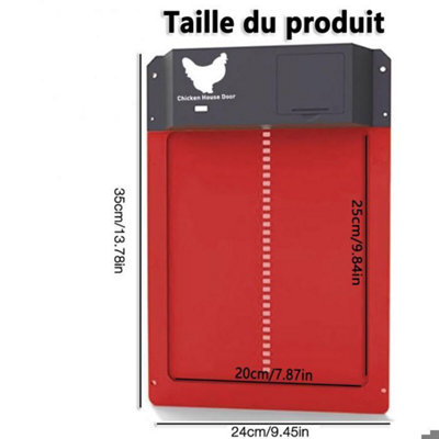 Run-Chicken Tür (grau) Solar Hühnerstall Tür, batteriebetriebene