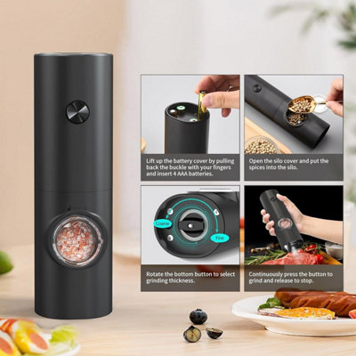 Automatic Electric Salt & Pepper Grinder Set - Adjustable Coarseness ...