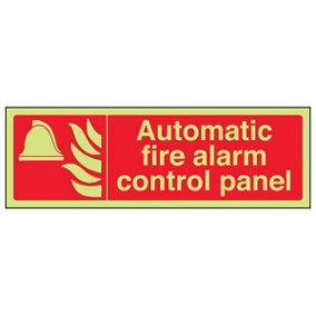 Automatic Fire Alarm Control Panel Sign - Glow in Dark 300x100mm (x3)
