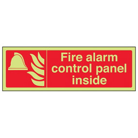 Automatic Fire Alarm Control Panel Sign - Glow in Dark 300x100mm (x3)