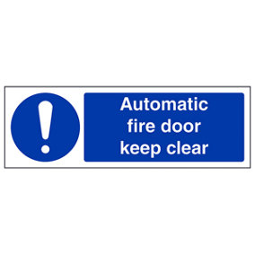 Automatic Fire Door Keep Clear Sign - Adhesive Vinyl - 600x200mm (x3)