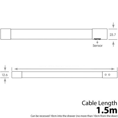 Automatic LED Drawer Strip Lights with PIR Sensor - Set of 2 for ...