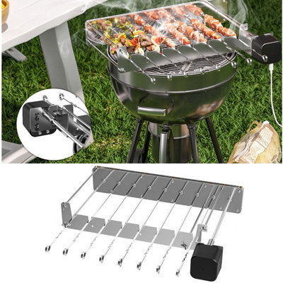 Automatic Rotating Rotisserie Rack Grill, 10 Skewer Kebab Shish with Motor