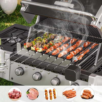 Automatic Rotating Rotisserie Rack Grill, 10 Skewer Kebab Shish with Motor