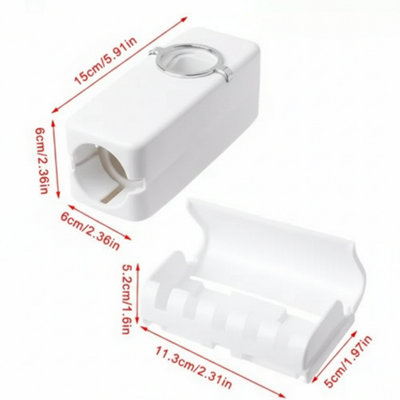 Automatic Toothpaste Dispenser Toothbrush Holder Wall Mounted White