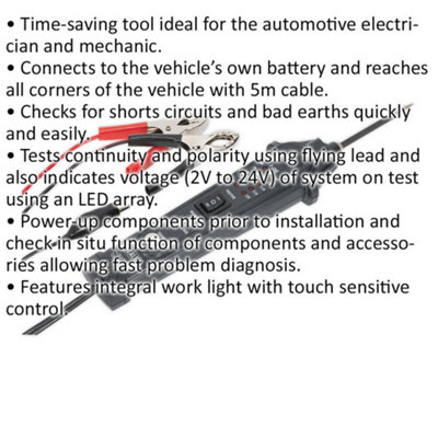 Automotive Test Probe with 5m Extension Cable for Continuity and Polarity Testing