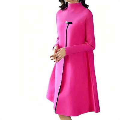 womens long sleeve a line dress Elegant Long Sleeve A-Line Midi Dress for Women – Soft Stretch Fabric –  FineLook main image 1
