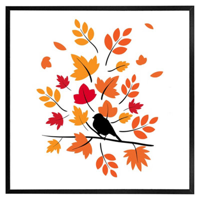 Autumn bird on branch (Picutre Frame) / 20x20