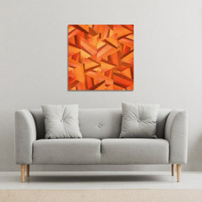 Autumn Coloured Geometric Triangle Patterns (Canvas Print) / 101 x 101 x 4cm