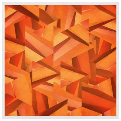Autumn coloured geometric triangle patterns (Picutre Frame) / 12x12" / White