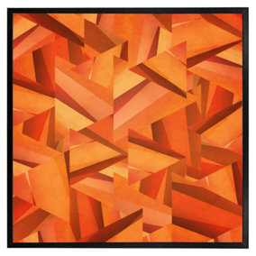 Autumn coloured geometric triangle patterns (Picutre Frame) / 16x16" / Oak
