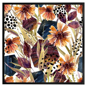 Autumn geometric flowers (Picutre Frame) / 24x24" / Brown