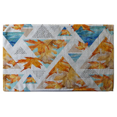 Autumn Geometrics with Maple Leaves (Bath Towel) / Default Title