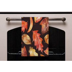 Autumn Leaves on Black (Kitchen Towel) / Default Title