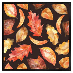 Autumn leaves on black (Picutre Frame) / 16x16" / Brown