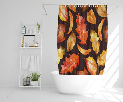 Autumn Leaves on Black (Shower Curtain) / Default Title