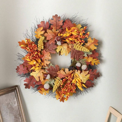 Autumn Maple Leaf Door Wreath - Fall Front Door Decor