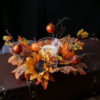 Autumn Pumpkin Candle Holder Centerpiece - Fall Decor