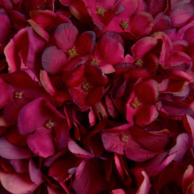 Autumn Ruby Hydrangea Artificial Flower - Fabric/Plastic - L18 x W18 x H42 cm - Red - Single Stem