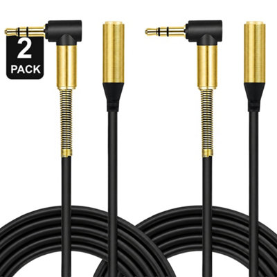 AUX Extension Cable 1M, 3.5mm Right Angle Gold Plated Jack Auxiliary ...